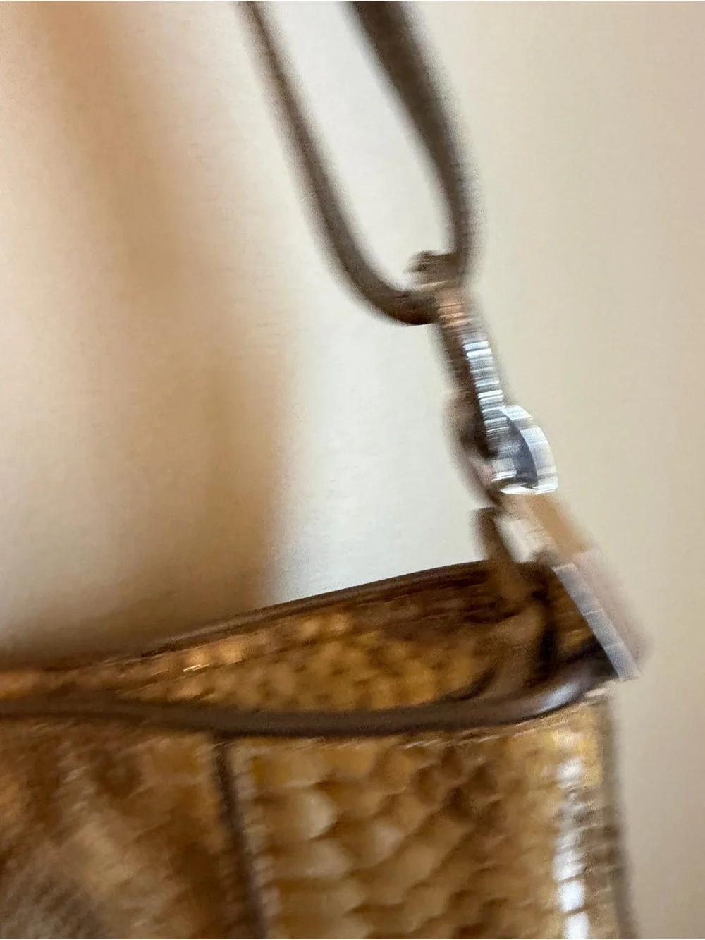 Y2K Brighton Snake Print Gold Patent Leather Shoulder Bag Bohemian Festival